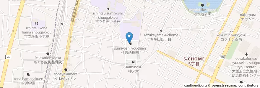 Mapa de ubicacion de 住吉幼稚園 en Jepun, 大阪府, 大阪市, 住吉区.
