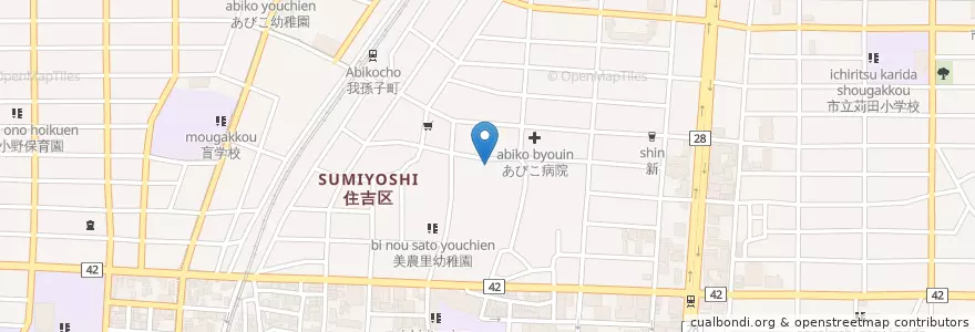 Mapa de ubicacion de 住吉我孫子郵便局 en اليابان, أوساكا, أوساكا, 住吉区.