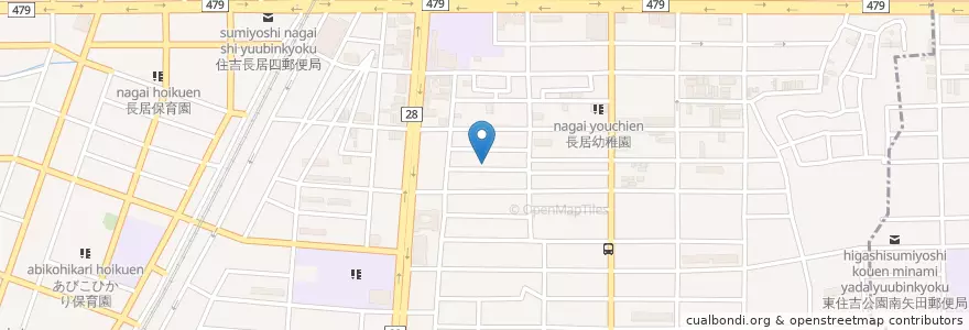 Mapa de ubicacion de 住吉長居東郵便局 en Japão, 大阪府, 大阪市, 住吉区.