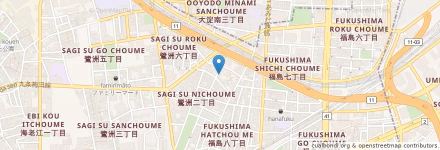 Mapa de ubicacion de 保育所和光園 en Japan, 大阪府, Osaka, 福島区.