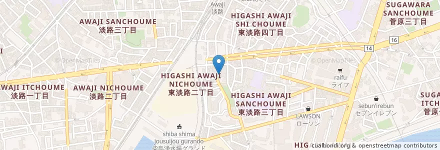 Mapa de ubicacion de 保育所聖愛園 en 일본, 오사카부, 오사카, 東淀川区.