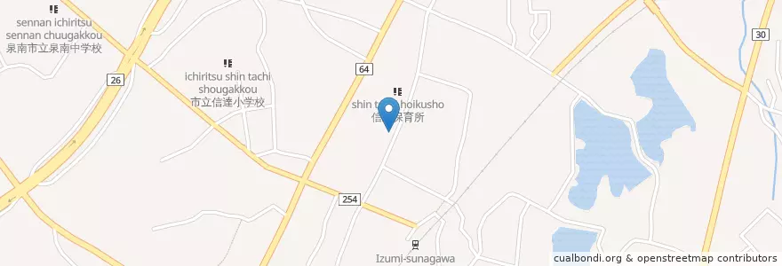 Mapa de ubicacion de 信達保育所 en 日本, 大阪府, 泉南市.
