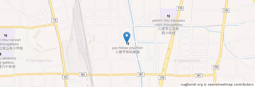 Mapa de ubicacion de 八尾平和幼稚園 en 日本, 大阪府, 八尾市.