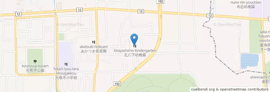 Mapa de ubicacion de 北八下幼稚園 en 日本, 大阪府, 堺市, 北区.