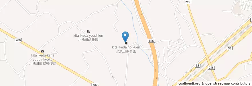 Mapa de ubicacion de 北池田保育園 en Japonya, 大阪府, 和泉市.