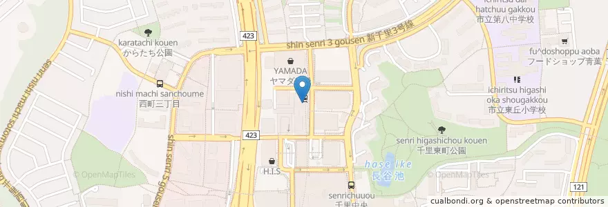 Mapa de ubicacion de 千里中央駅前郵便局 en Japan, 大阪府, 豊中市.