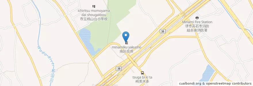 Mapa de ubicacion de 南区役所 en 日本, 大阪府, 堺市, 南区.
