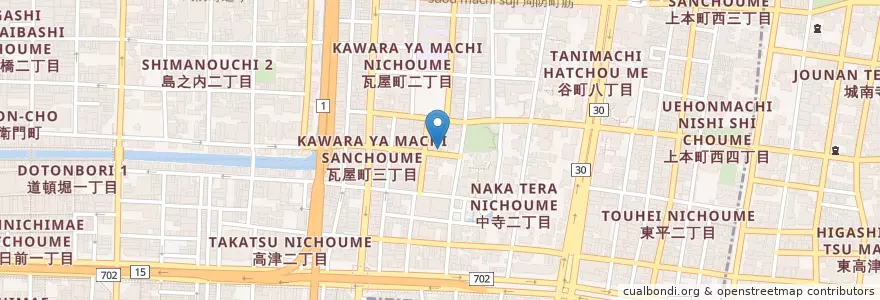 Mapa de ubicacion de 厚生会高津病院 en Japan, Präfektur Osaka, 大阪市, 中央区.