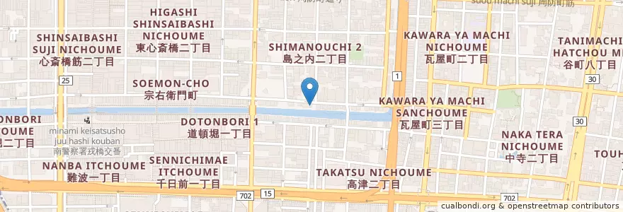 Mapa de ubicacion de 原田病院 en 日本, 大阪府, 大阪市, 中央区.