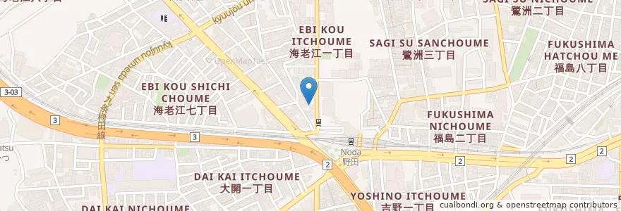 Mapa de ubicacion de 友愛会松本病院 en Japan, 大阪府, Osaka, 福島区.