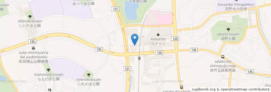 Mapa de ubicacion de 南千里駅前郵便局 en Japão, 大阪府, 吹田市.
