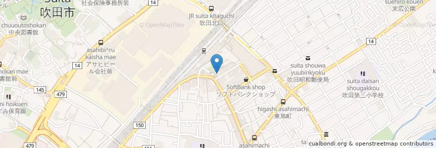 Mapa de ubicacion de 吹田市立さんくす図書館 en Japonya, 大阪府, 吹田市.