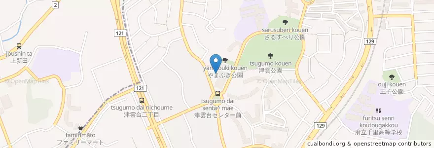 Mapa de ubicacion de 吹田津雲台郵便局 en اليابان, أوساكا, 吹田市.