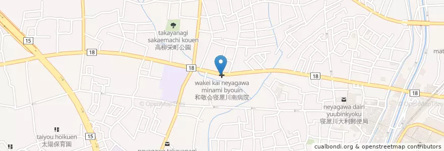 Mapa de ubicacion de 和敬会寝屋川南病院 en Japão, 大阪府, 寝屋川市.