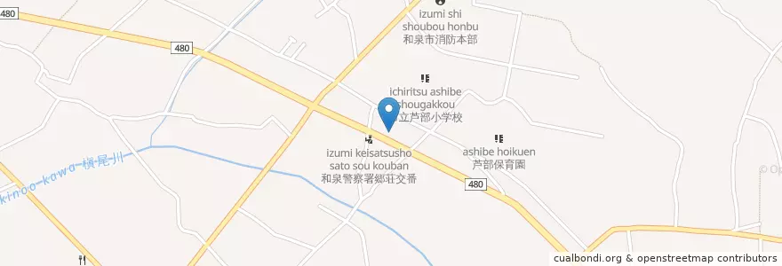 Mapa de ubicacion de 和泉一条院郵便局 en Japan, Osaka Prefecture, Izumi.