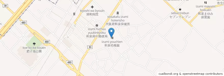 Mapa de ubicacion de 泉井上神社 en اليابان, أوساكا, 和泉市.