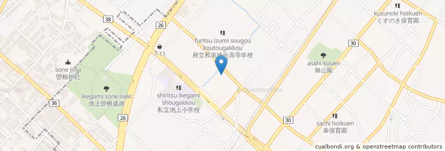 Mapa de ubicacion de 和泉池上郵便局 en Jepun, 大阪府, 和泉市.