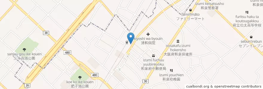Mapa de ubicacion de 和泉警察署和泉府中駅前交番 en Japón, Prefectura De Osaka, 和泉市.