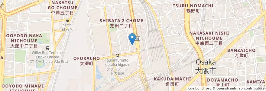Mapa de ubicacion de 商工組合中央金庫梅田支店 en Japón, Prefectura De Osaka, Osaka, 北区.