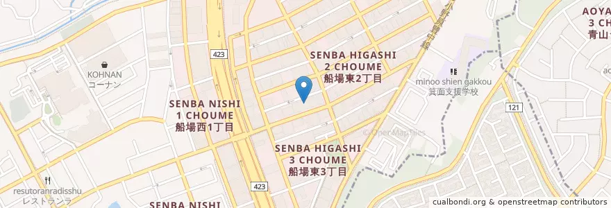 Mapa de ubicacion de 商工組合中央金庫箕面船場支店 en 日本, 大阪府, 箕面市.