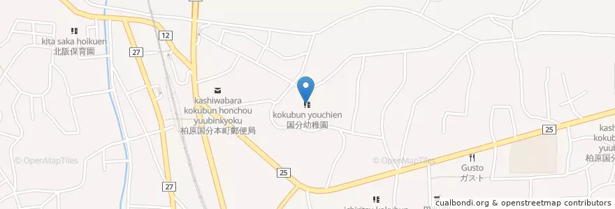 Mapa de ubicacion de 国分幼稚園 en 日本, 大阪府, 柏原市.