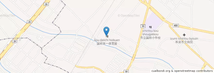 Mapa de ubicacion de 国府第一保育園 en Japan, 大阪府, 和泉市.