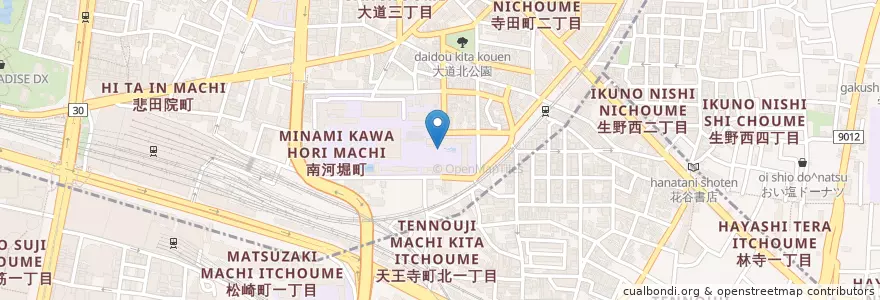 Mapa de ubicacion de 大阪教育大学附属高等学校天王寺校舎 en Japão, 大阪府, 大阪市, 天王寺区.