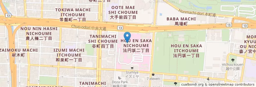 Mapa de ubicacion de 国立病院機構近畿ブロック事務所 en Japan, Präfektur Osaka, 大阪市, 中央区.