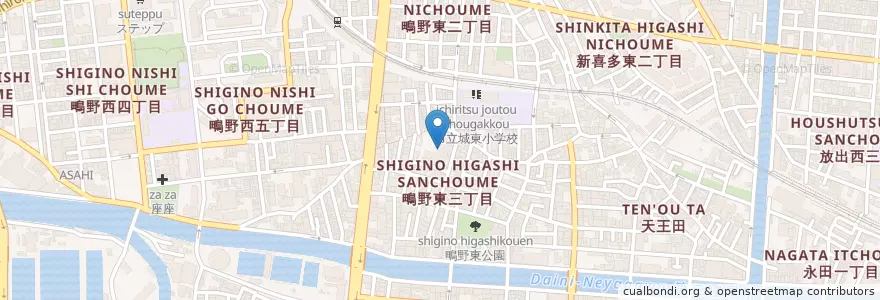 Mapa de ubicacion de 城東幼稚園 en Japon, Préfecture D'Osaka, 大阪市, 城東区.