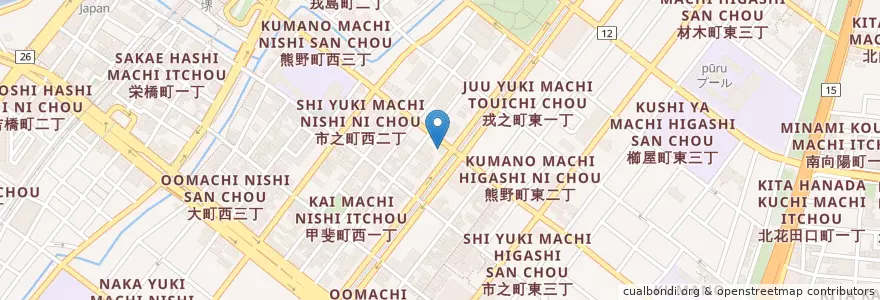 Mapa de ubicacion de 堺北警察署 en Giappone, Prefettura Di Osaka, 堺市, 堺区.