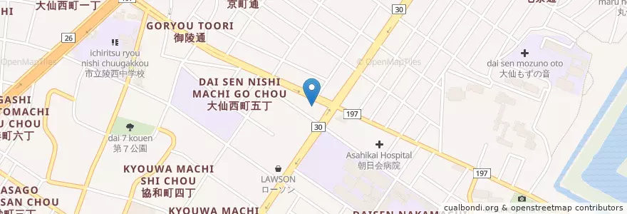 Mapa de ubicacion de 堺北警察署御陵通交番 en Jepun, 大阪府, 堺市, 堺区.
