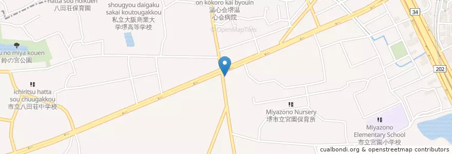 Mapa de ubicacion de 堺南警察署宮園交番 en Japón, Prefectura De Osaka, 堺市, 中区.