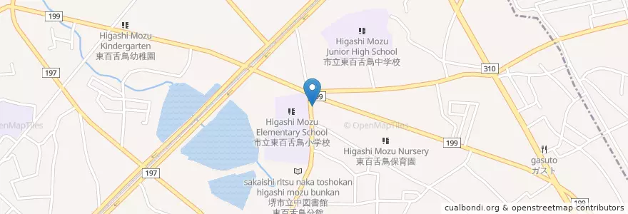 Mapa de ubicacion de 堺南警察署東百舌鳥交番 en Japan, 大阪府, 堺市, 中区.