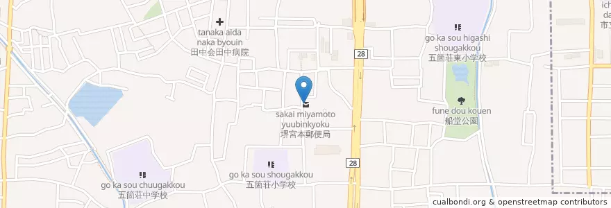 Mapa de ubicacion de 堺宮本郵便局 en Japan, Präfektur Osaka, 堺市, 北区.