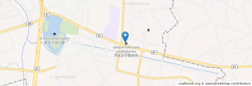Mapa de ubicacion de 堺家原寺郵便局 en 日本, 大阪府, 堺市, 中区.
