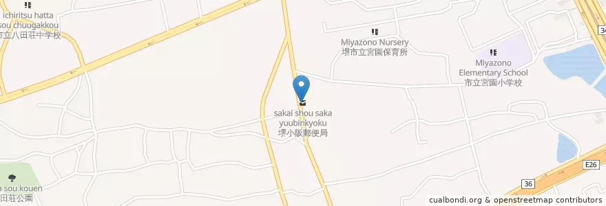 Mapa de ubicacion de 堺小阪郵便局 en 일본, 오사카부, 사카이시, 中区.