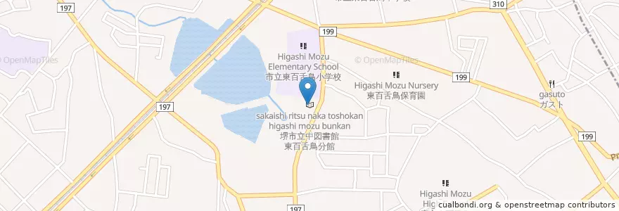Mapa de ubicacion de 堺市立中図書館東百舌鳥分館 en 일본, 오사카부, 사카이시, 中区.