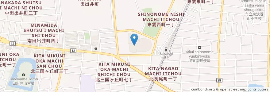 Mapa de ubicacion de 堺市立中央図書館 堺市駅前分館 en 日本, 大阪府, 堺市, 堺区.