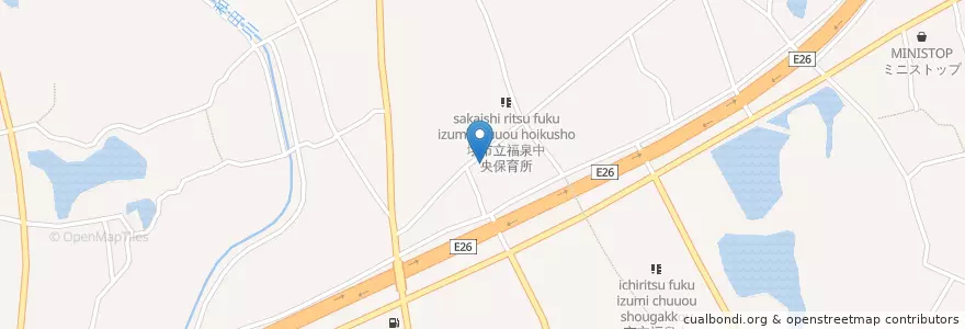 Mapa de ubicacion de 堺市高石市消防組合南消防署福泉出張所 en 日本, 大阪府, 堺市, 南区.