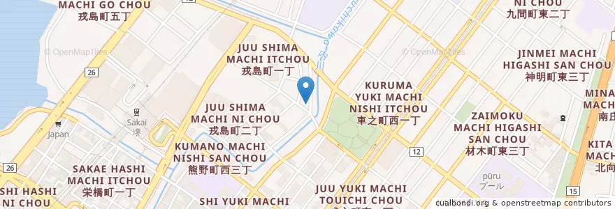 Mapa de ubicacion de 堺戎島郵便局 en Japón, Prefectura De Osaka, 堺市, 堺区.