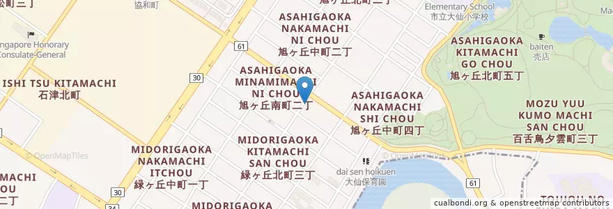 Mapa de ubicacion de 堺旭ケ丘郵便局 en Japón, Prefectura De Osaka, 堺市, 堺区.