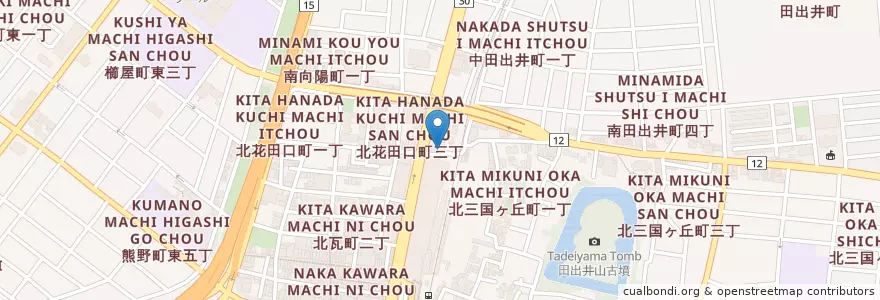 Mapa de ubicacion de 堺東駅前郵便局 en Japón, Prefectura De Osaka, 堺市, 堺区.