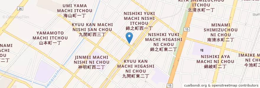 Mapa de ubicacion de 堺柳之町郵便局 en Japón, Prefectura De Osaka, 堺市, 堺区.
