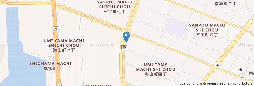 Mapa de ubicacion de 堺海山郵便局 en Japonya, 大阪府, 堺市, 堺区.