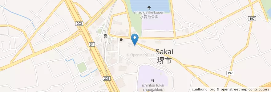 Mapa de ubicacion de 堺深井沢郵便局 en Japón, Prefectura De Osaka, 堺市, 中区.