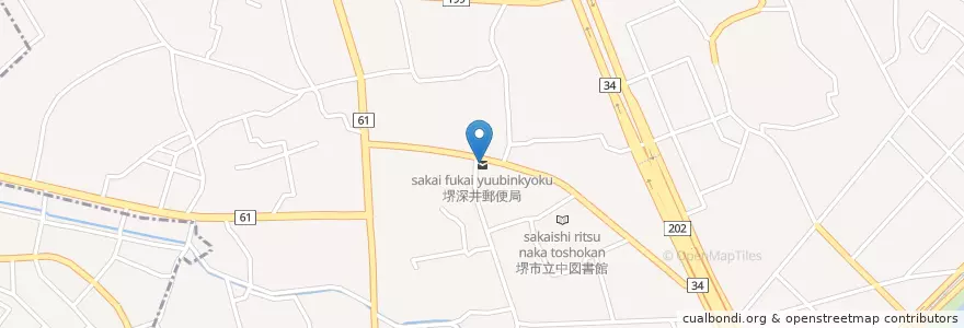 Mapa de ubicacion de 堺深井郵便局 en Japón, Prefectura De Osaka, 堺市, 中区.