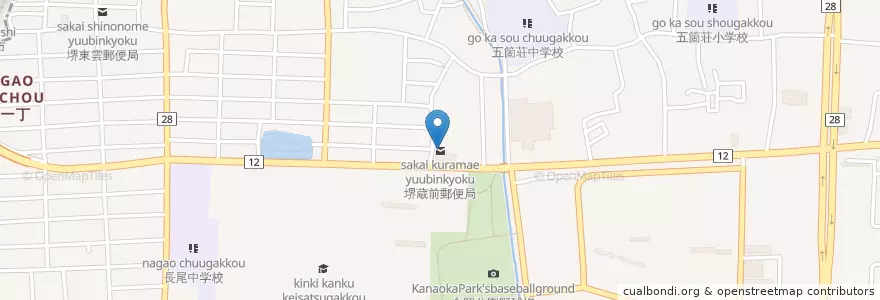Mapa de ubicacion de 堺蔵前郵便局 en 日本, 大阪府, 堺市, 北区.
