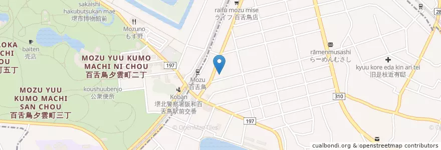 Mapa de ubicacion de 堺赤畑町郵便局 en 日本, 大阪府, 堺市, 堺区, 北区.