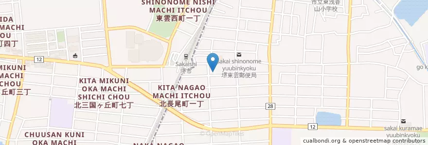 Mapa de ubicacion de 堺金岡幼稚園 en Japão, 大阪府, 堺市.