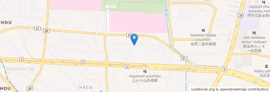 Mapa de ubicacion de 堺長曽根郵便局 en 日本, 大阪府, 堺市, 北区.